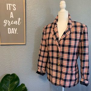 VINTAGE Liz Sport Blazer Plaid 8 80’s Blue & Red
